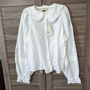 NWT Eyelet button Lolita white top size S cotton Universal Thread